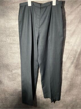 Kasper Women 14 Charcoal Gray Dress Pants Slacks Flat Front Straight Leg Work